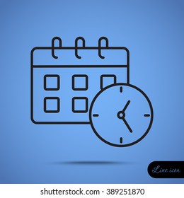 Line icon-office clock with calendar