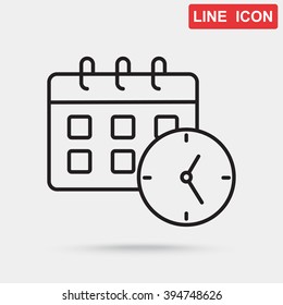 Line icon-office clock with calendar