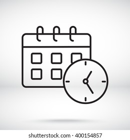 Line icon-office clock with calendar