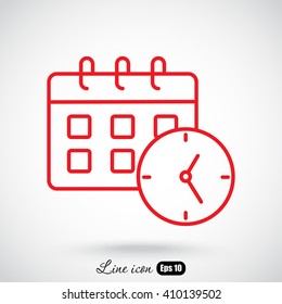 Line icon-office clock with calendar