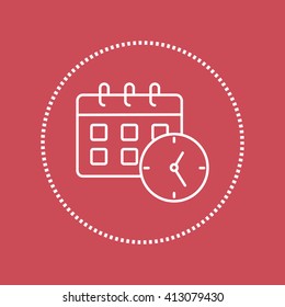 Line icon-office clock with calendar