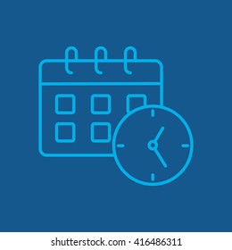 Line icon-office clock with calendar