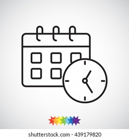 Line icon-office clock with calendar