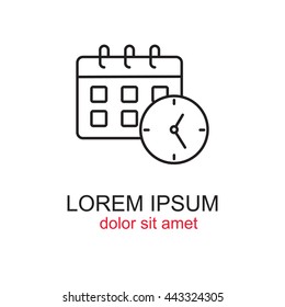Line icon-office clock with calendar