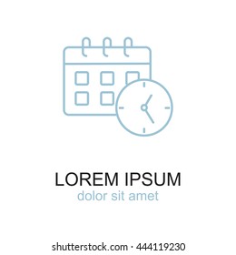 Line icon-office clock with calendar