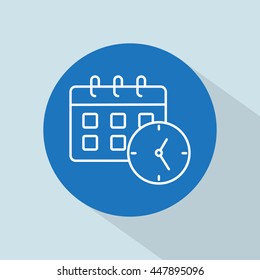 Line icon-office clock with calendar