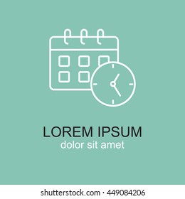 Line icon-office clock with calendar