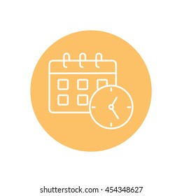 Line icon-office clock with calendar