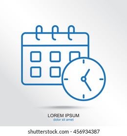 Line icon-office clock with calendar
