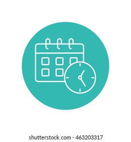 Line icon-office clock with calendar