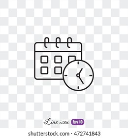 Line icon-office clock with calendar