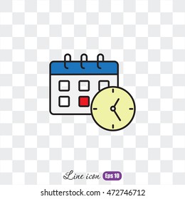 Line icon-office clock with calendar