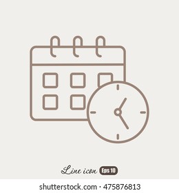 Line icon-office clock with calendar