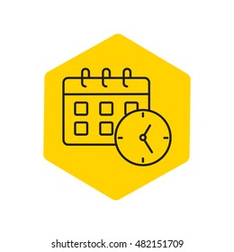Line icon-office clock with calendar
