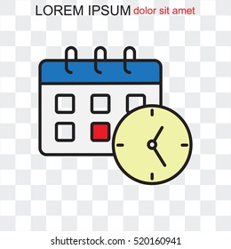 Line icon-office clock with calendar