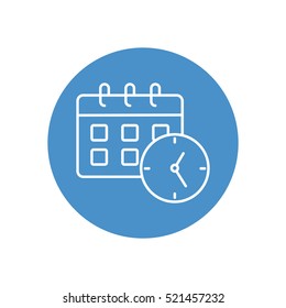 Line icon-office clock with calendar