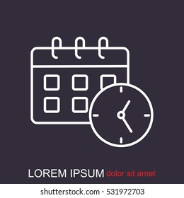 Line icon-office clock with calendar