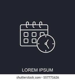 Line icon-office clock with calendar