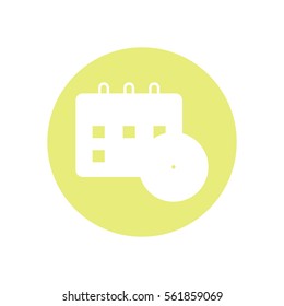 Line icon-office clock with calendar