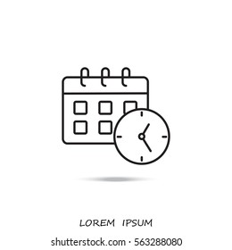 Line icon-office clock with calendar