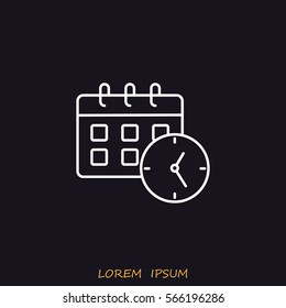 Line icon-office clock with calendar