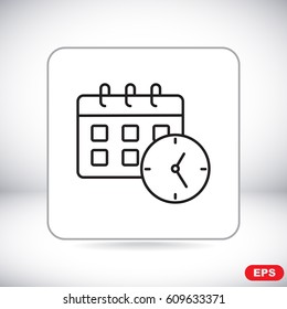 Line icon-office clock with calendar
