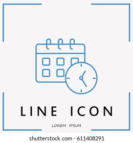 Line icon-office clock with calendar