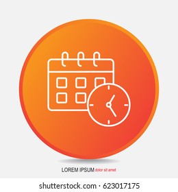 Line icon-office clock with calendar