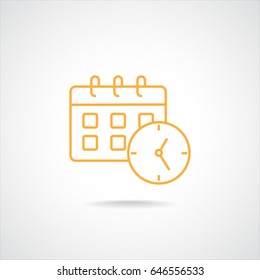 Line icon-office clock with calendar