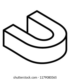 
Line icons of 3d u alphabet 
