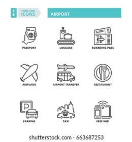 Line icons about airport.