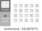 Line icons about calendars. Editable vector stroke. 64 and 256 Pixel Perfect scalable to 128px...