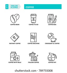 Line icons about coffee