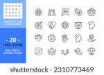 Line icons about corporate social responsibility. Contains such icons as core values, transparency, impact, ethical business and trust.. Editable stroke. Vector - 64 pixel perfect grid