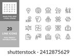 Line icons about creative ideas and solutions. Editable vector stroke. 64 and 256 Pixel Perfect scalable to 128px...
