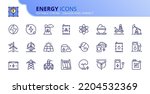 Line icons about energy. Contains such icons as nuclear, fossil fuel, solar, wind power, oil, biogas, green hydrogen. Editable stroke Vector 256x256 pixel perfect