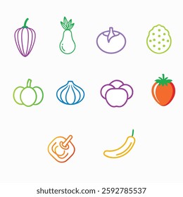 Line icons about ESG, The set contains icons: Broccoli, Cauliflower, Carrot, environmental social governanc, Icon Symbol