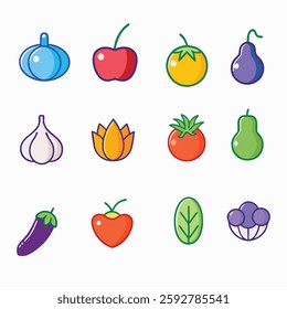 Line icons about ESG, The set contains icons: Broccoli, Cauliflower, Carrot, environmental social governanc, Icon Symbol