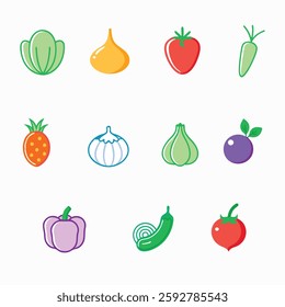 Line icons about ESG, The set contains icons: Broccoli, Cauliflower, Carrot, environmental social governanc, Icon Symbol