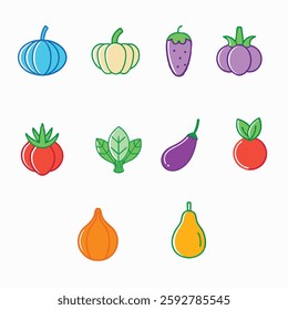 Line icons about ESG, The set contains icons: Broccoli, Cauliflower, Carrot, environmental social governanc, Icon Symbol