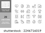 Line icons about fitness, gym and health care. Editable vector stroke. 64 and 256 Pixel Perfect scalable to 128px