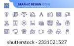 Line icons about graphic design. Contains such icons as vector, illustation, web design, and print. Editable stroke Vector 256x256 pixel perfect