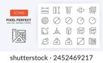 Line icons about length, weight and volume. Contains such icons as ruler, m2, area and more. Editable vector stroke. 256 Pixel Perfect scalable to 128px...