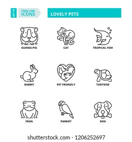 Line icons about lovely pets