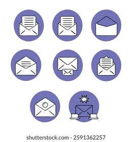 Line icons about mail amd email concept, Mail icons, Mail Thin Line Shipping Icon, Communication Icons Set, E mail line icon