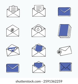 Line icons about mail amd email concept, Mail icons, Mail Thin Line Shipping Icon, Communication Icons Set, E mail line icon