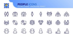 Line Icons About People. Contains Such Icons As One Person, Couples And Groups. Editable Stroke Vector 256x256 Pixel Perfect