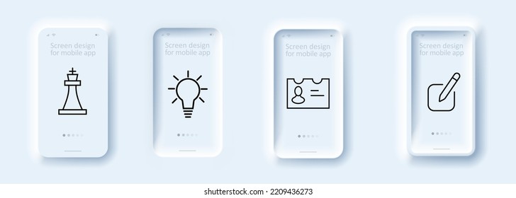 Line icons about process automation. Contains such icons as robotic, algorithm, artificial intelligence, big data, deep and machine learning. Neomorphism style. Vector line icon for business.