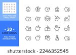 Line icons about savings. Financial concept. Contains such icons as piggy bank, coins, strongbox, insurance and accounts. Editable stroke. Vector - 64 pixel perfect grid