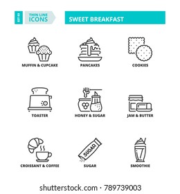 Line icons about sweet breakfast